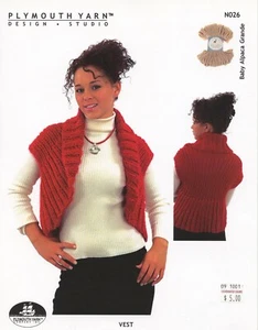 Plymouth Knitting Pattern N026 Baby Alpaca Grande Vest - Picture 1 of 2