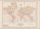 1897 VICTORIAN MAP THE WORLD ISOBARIC LINES & PREVAILING WINDS JULY BUCHAN