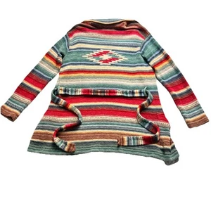 Lauren Ralph Lauren Southwestern Serape Hand Knit Cardigan Linen Blend Small S - Picture 1 of 14