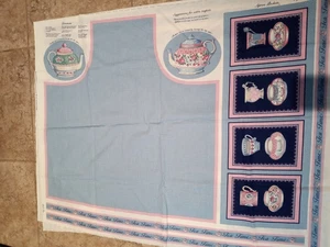 Joan Kessler Concord Fabrics Apron Tea Time & Extra Teapots 35" x 45" - Picture 1 of 2
