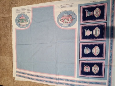 Joan Kessler Concord Fabrics Apron Tea Time & Extra Teapots 35" x 45" - Image 1 of 2