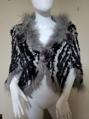 Bolero de piel de conejo tejido genuino talla M L Foto 1 de 4