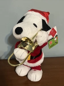 Peluche Gemmy Peanuts Animado Snoopy como Santa Tocando Trombón 13" Nuevo con Etiquetas - Imagen 1 de 5