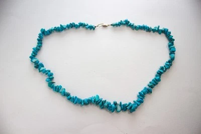 COLLANA TURCHESE Naturale  60 Cm chiusura Argento  - Immagine 1 di 4