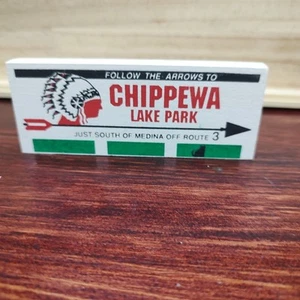1993 Cat's Meow Village Chippewa Lake Series Park Sign Medina Ohio - Picture 1 of 2