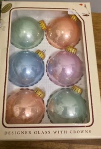 Vintage Weihnachten von Krebs Ornamente Holiday Pastels 6 Ornamente OVP, 25/8" - Bild 1 von 4