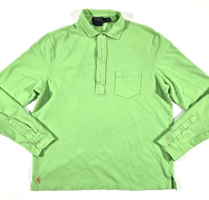 POLO RALPH LAUREN FEATHERWEIGHT MESH POLO SHIRT Sz L LIME GREEN LONG SLEEVE - Picture 1 of 11