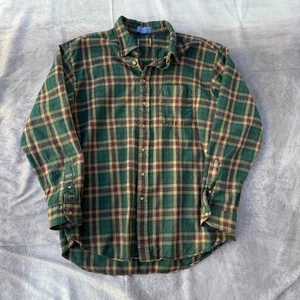 Men's Pendleton Woolen Mills 100% Wool Green Flannel Long Sleeve Shirt Sz XLT - Picture 1 of 5