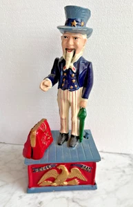 Banco monete meccanico in ghisa Zio Sam - Foto 1 di 8