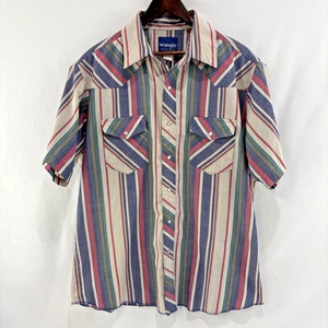 Camisa De Colección Wrangler Para Hombres L Multicolor Perla A Presión Botones Western Manga Corta - Imagen 1 de 7