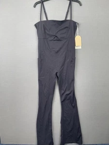 Blogilates Women's Peekaboo Flare Active Jumpsuit Size LARGE Jet Black - Picture 1 of 12