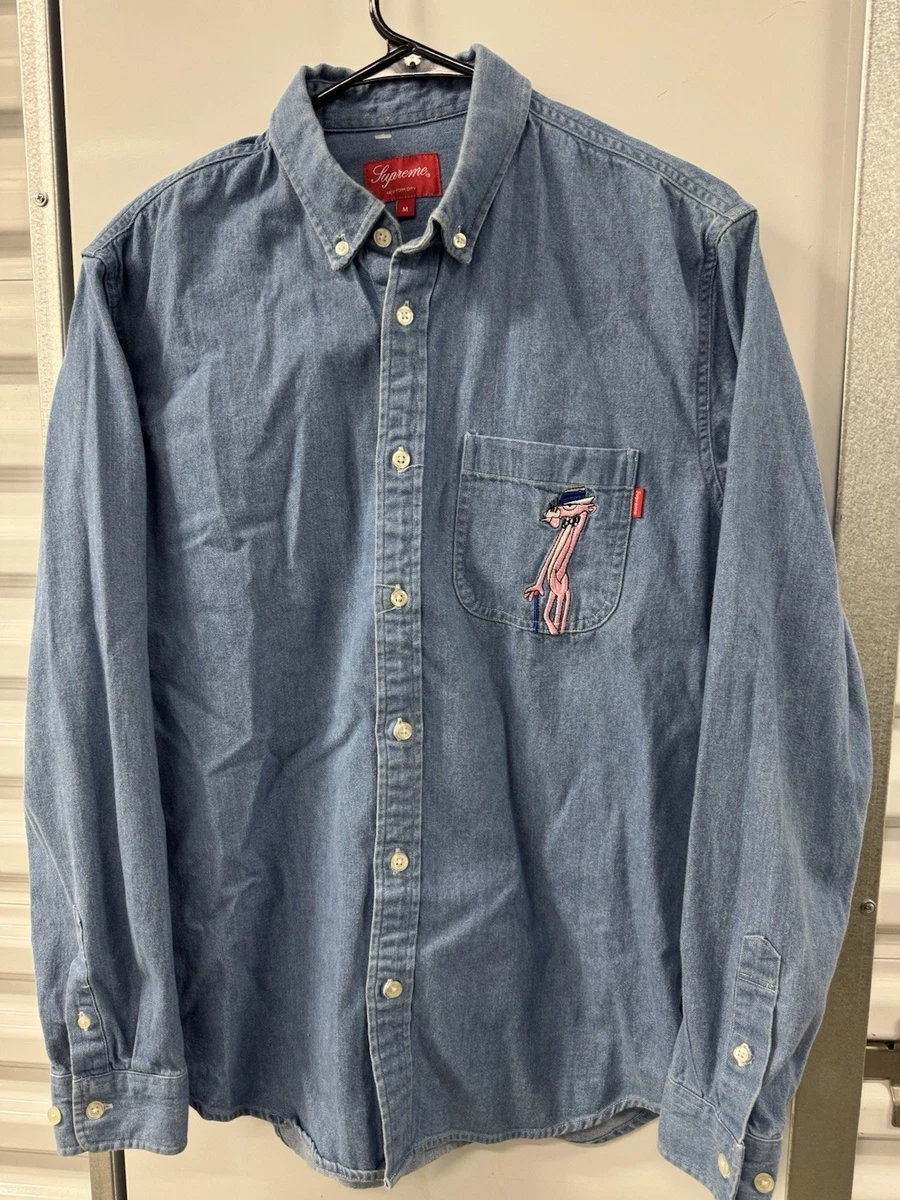 Supreme Denim Long Sleeve Casual Button-Down Shirts for Men for