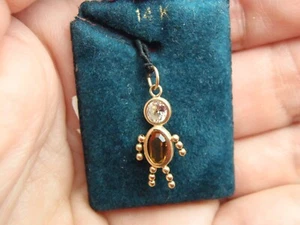 Solid 14k Yellow Gold November Boy Birthstone Charm Pendant 0.4-gram 19mm x 8mm - Picture 1 of 13
