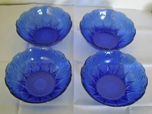 Cuencos vintage de vidrio azul zafiro Arcoroc Francia 6 1/2" ~ Juego de 4 ~ - Imagen 1 de 7