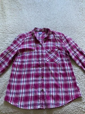 Camisa con botones multicolor pequeña PS Laura Scott para mujer a cuadros manga 3/4 lengüeta enrollable Foto 1 de 4