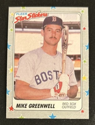 Tarjeta de béisbol Fleer Star 1988 pegatinas Mike Greenwell #9 Medias Rojas DE MUY BUEN ESTADO O/C Foto 1 de 2
