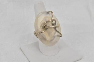 Artisan Statement Ring Brutalist Modern Glass Stone Sterling Silver Art Sz 8 - Picture 1 of 9
