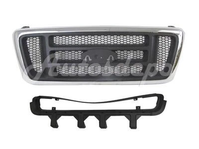 PARA FORD F150 2004-2005 2x2 parachoques delantero rejilla negro + rejilla cromo/gris Foto 1 de 3