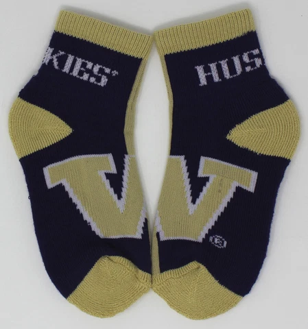 Washington Huskies NCAA Stripe Front 1/4 Quarter Kids Youth Socks *Toddler 3-8 Cover