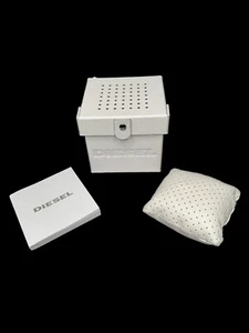 Diesel White Faux Leather Empty Watch Box with Pillow and Booklet Only - Picture 1 of 9