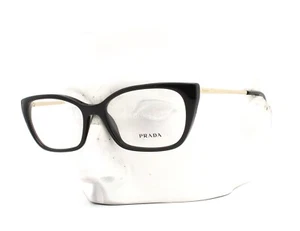 Prada Eyeglasses Glasses VPR 14X 1AB-1O1 Polished Black Gold Temples 54-16-140 - Picture 1 of 8