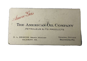 Carte de visite vintage Amoco-Gas The American Oil Co Salisbury Baltimore MD