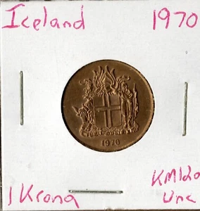 Coin Iceland 1 Króna 1970 KM12a - Picture 1 of 2