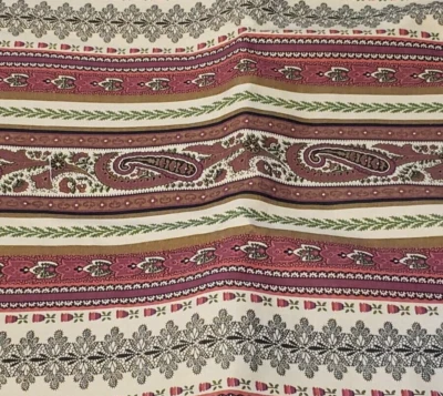 Marcus Bros. Textiles Fabric 4 Yards Paisley Rows Ornate Design Burgundy Brown - Image 1 of 4