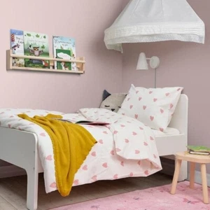 IKEA Duvet Cover Set Single Pink Heart Pattern Bedding & Pillowcase 100% Cotton - Picture 1 of 12