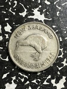 1942 New Zealand 1 Florin (Many Available) Circulated (1 Coin Only) Silver!