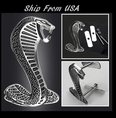 Snake Metal Front Grill Emblem Badge Chrome Black Fit for Mustang SVT Foto 1 de 2