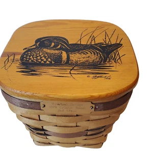 Waterfowl Heritage 1998 Collector Woven Tissue Basket Wooden Lid Duck Vintage - Bild 1 von 8