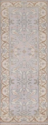 Tribal Geometric Oushak 8 ft. Runner Rug Hand-knotted Wool Carpet 7' 10" x 2' 7" - Image 1 of 4