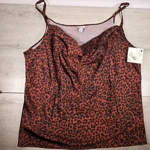 NWT Women's Plus Sz 4X Cami Satin Animal Print Strappy Comfort Luxe Dressy - Picture 1 of 10