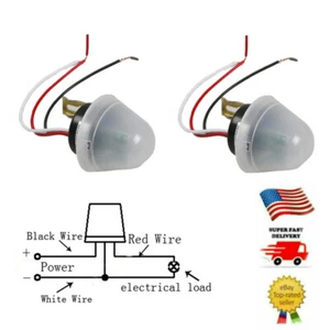 2pcs DC/ AC 12V Auto On Off Light Photocell Switch Control Dark to Dawn Sensor - Picture 1 of 5