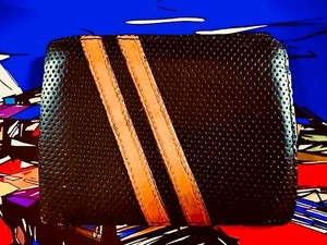 J. FOLD FADER SLIMFOLD LEATHER WALLET BLACK w/ Stripes - Picture 1 of 5