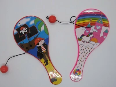 LG-IMPORTS 6 x kleines Paddel mit Ball verschiedene Motive Ballspiel Mitgebsel