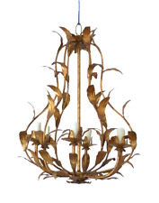 Gorgeous Gilded Chandelier Ceiling 70's Hollywood Regency Mid Century Foliage