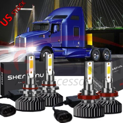 4x Lâmpada LED de farol de feixe alto baixo para Kenworth T370 T660 T600 T270 T800 T470 - Imagem 1 de 4