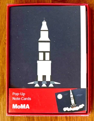 OUT OF THIS WORLD Rocket in Space Pop-Up Note Card Box 6 MoMA Cards New NIB NASA - Image 1 of 4