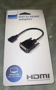 Philips DVI to HDMI Pigtail Adapter- Black. New In Box. Works W/ Full HD 1080 P - Picture 1 of 6