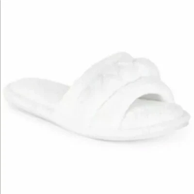 Charter Club White Braided Detail Open-Toe Slippers XL NWT Foto 1 de 3