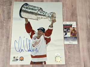 JSA Chris Chelios Firmado 11x14 Foto Archivo Certificado de Autenticidad 2002 Stanley Cup Detroit Red Wings - Imagen 1 de 3