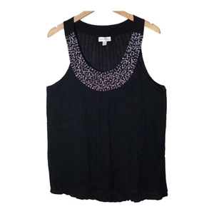 Fashion Bug Women Rhinestone Collar Crinkle Tank Top Size L Sheer Back to School - Picture 1 of 4