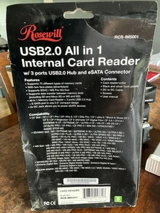 Rosewill USB 2.0 All In One Internal Card Reader W/3 Ports USB Supports 75 Cards - Picture 1 of 4