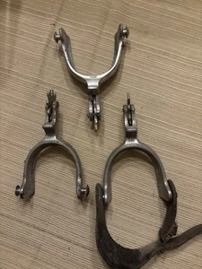 3 Vintage Western Cast Aluminum Cowboy Spurs 1 Pair Plus 1 Japan Hong Kong - Picture 1 of 16