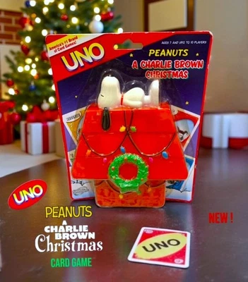 Peanuts A Charlie Brown Christmas UNO Game Snoopy Holiday Dog House 2007 - New ! - Image 1 of 3