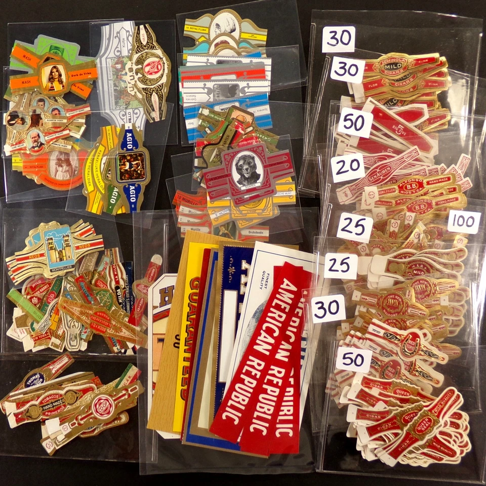 500 ETIQUETAS DE CIGARROS: Lote Mundial, Colección de Etiquetas de Banda Antigua Extraña Rara Foto 1 de 4