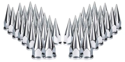 40 pcs of 33mm Chrome Screw-on Super Spike Lug Nut Covers for Semi Trucks Foto 1 de 4