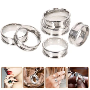 18 Pcs Grooved Rings Finger Titanium Steel Man Stainless Jewelry Blanks - Picture 1 of 12
